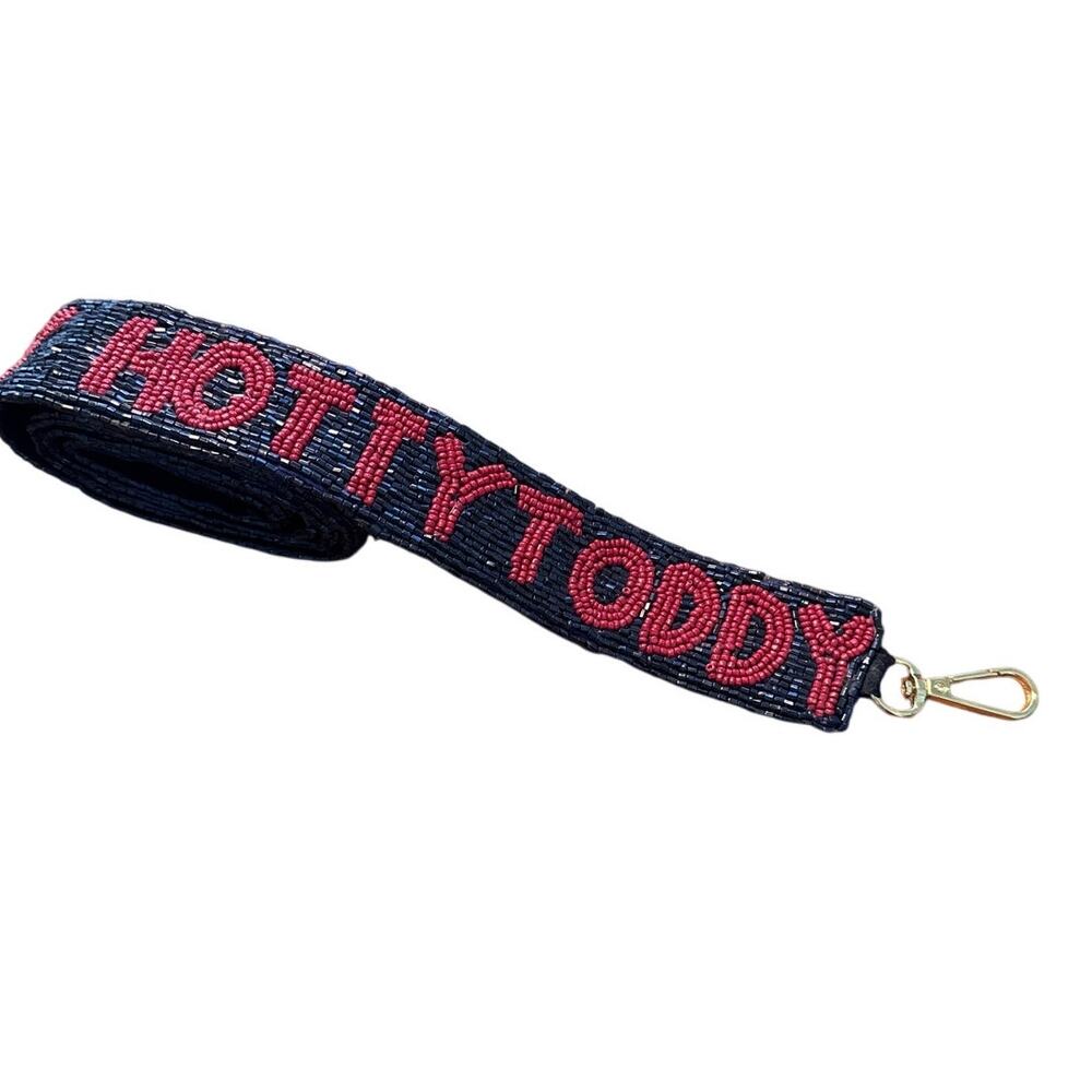 Navy Shoulder Strap with Pink 'HOTTY TODDY' Embroidery